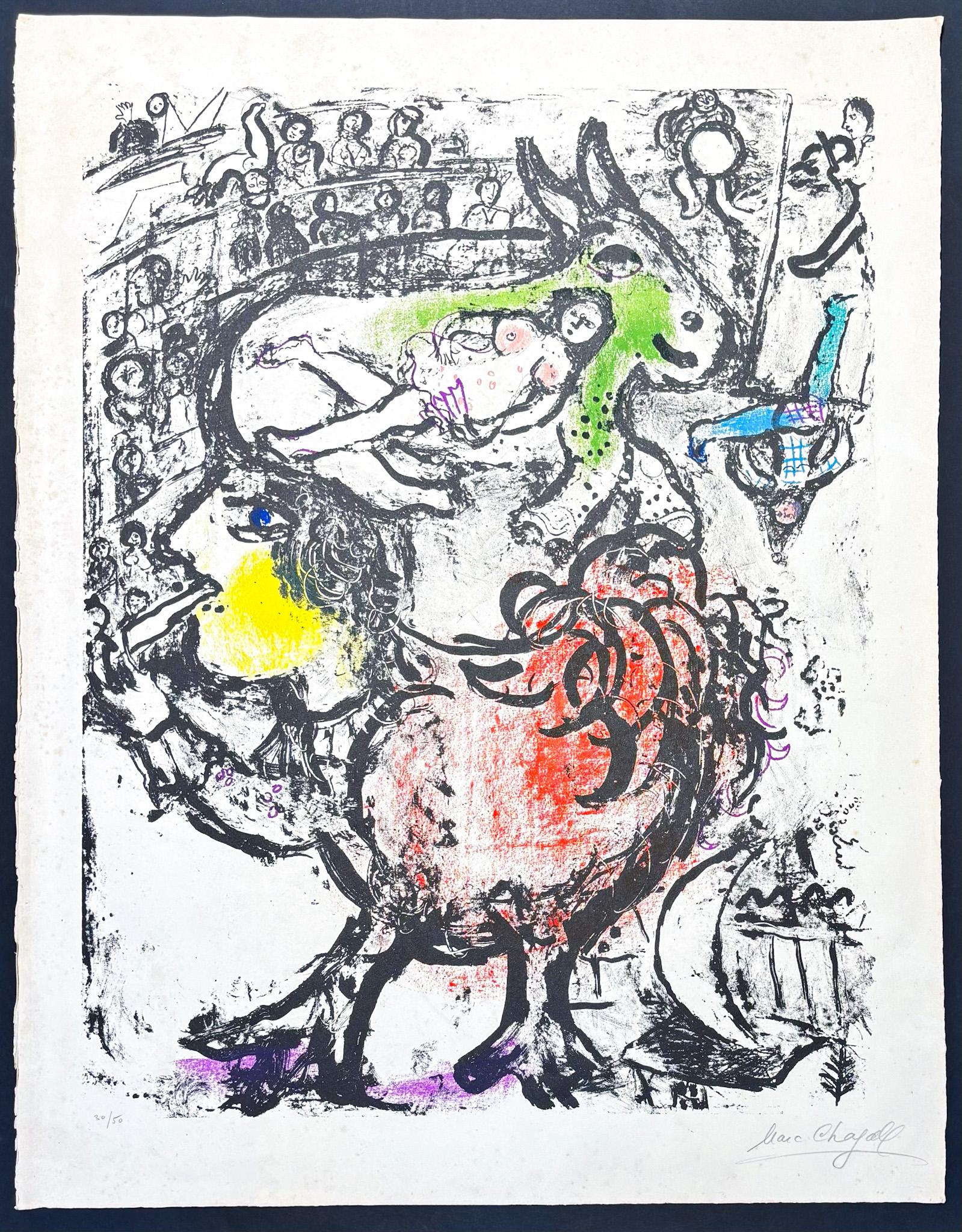 Marc Chagall (1887-1985) - Circo Pirouette - Litografía en color sobre papel Arches en venta 1
