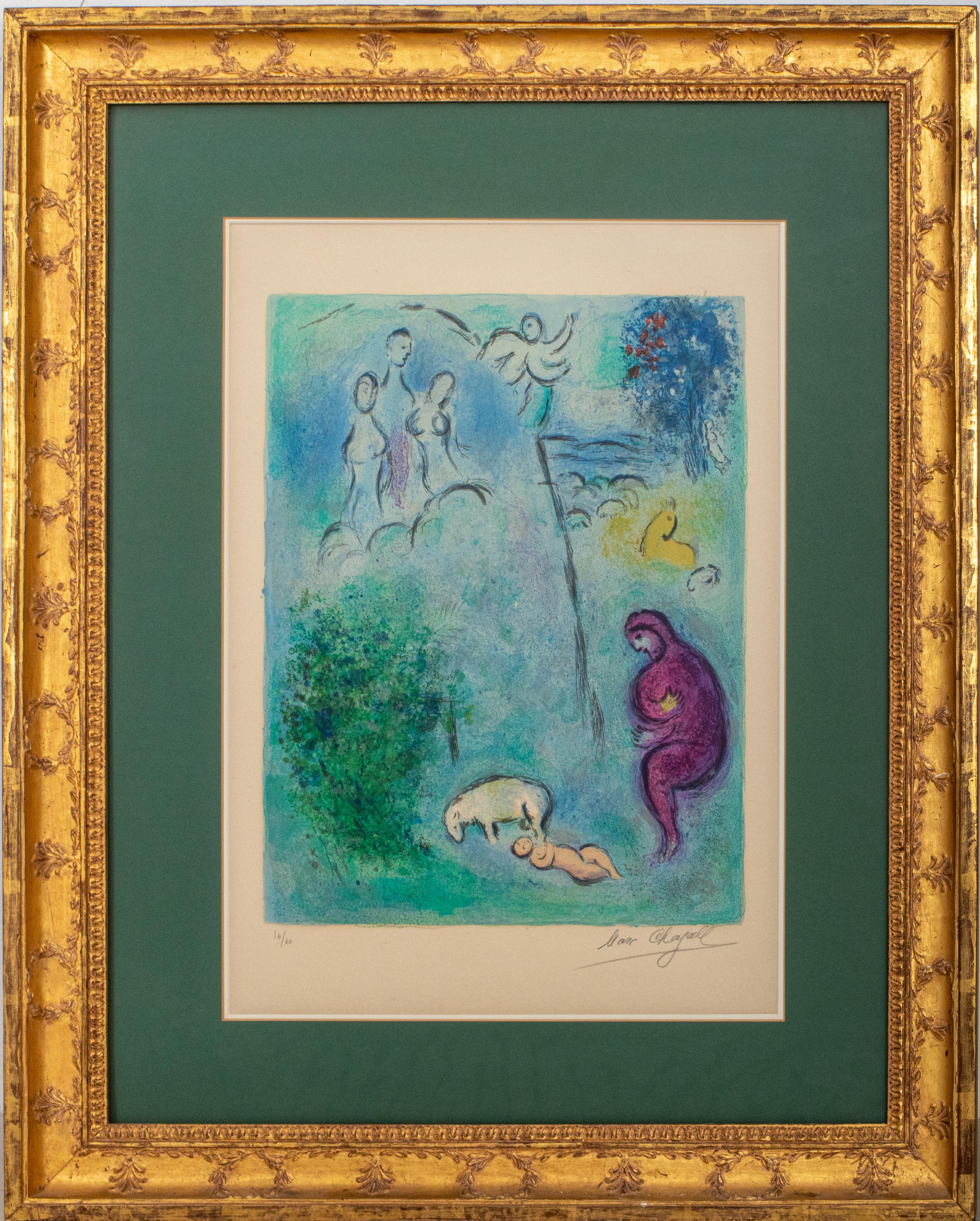 Marc Chagall (1887-1985)
"Daphnis entdeckt Chloe"                                                                                                                              
aus Daphnis und Chloe, "Decouverte de Chloe par Daphnis" (1960),