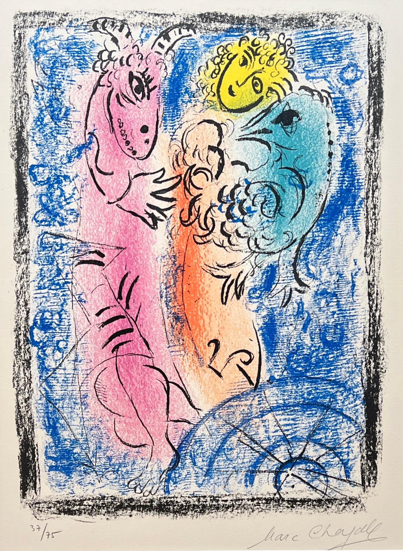 Marc Chagall ( 1887 - 1985 ) - La Piège - handsignierte Lithographie auf Arches-Papier im Angebot 1