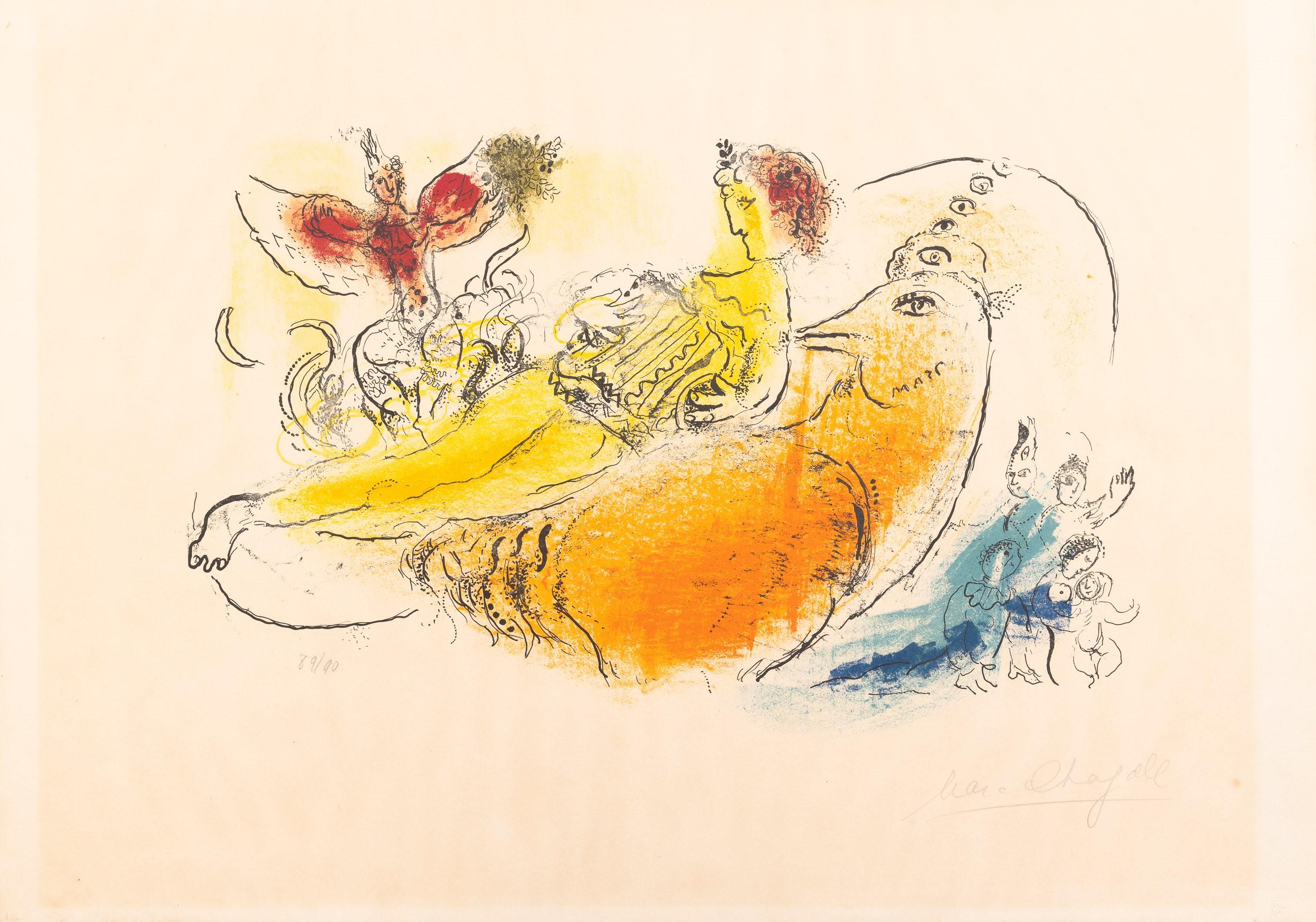Marc Chagall (1887–1985) -  L'Accordéoniste - Lithograph on paper