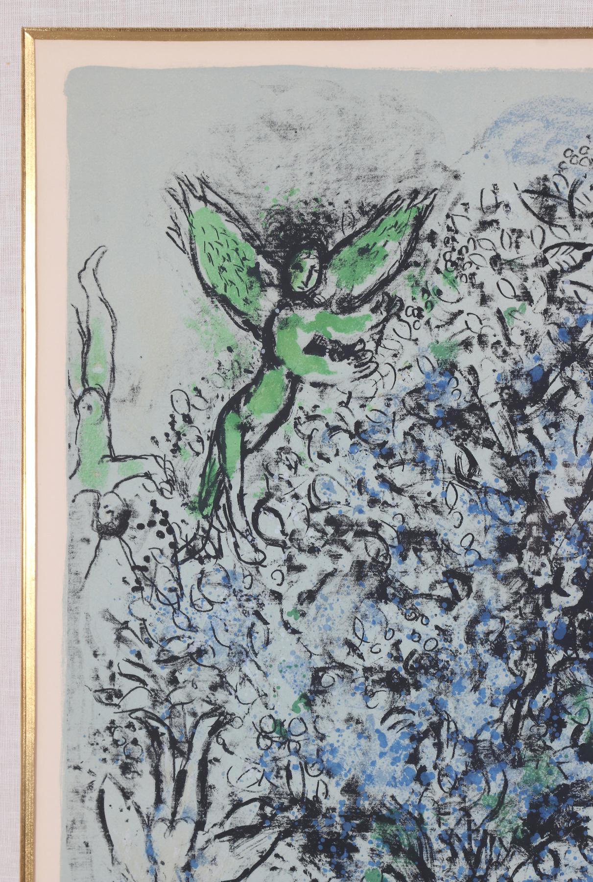 Marc Chagall ( 1887 - 1985 ) - LE PARADIS BLEU handsignierte Lithographie auf Arches  3