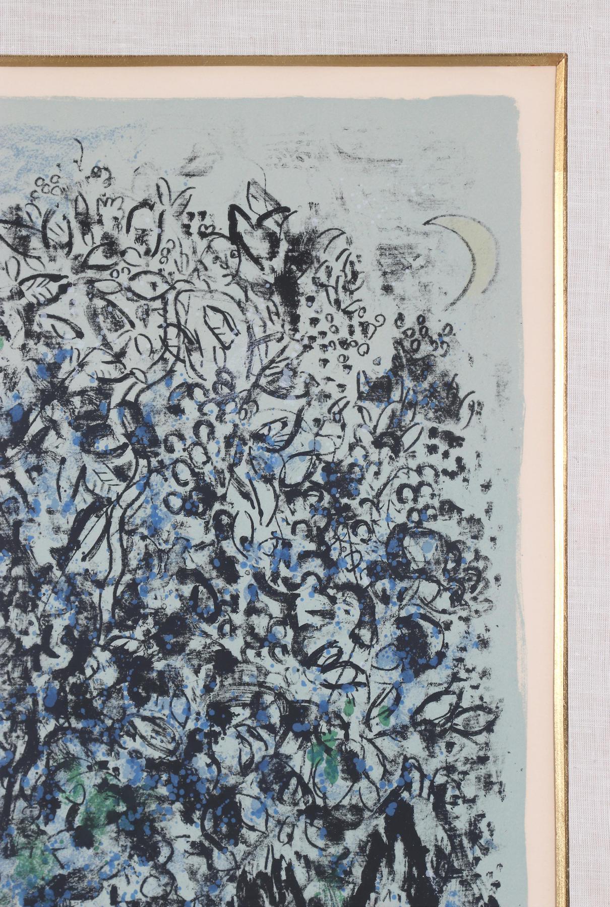 Marc Chagall ( 1887 – 1985 ) – LE PARADIS BLEU hand-signed lithograph on Arches 4