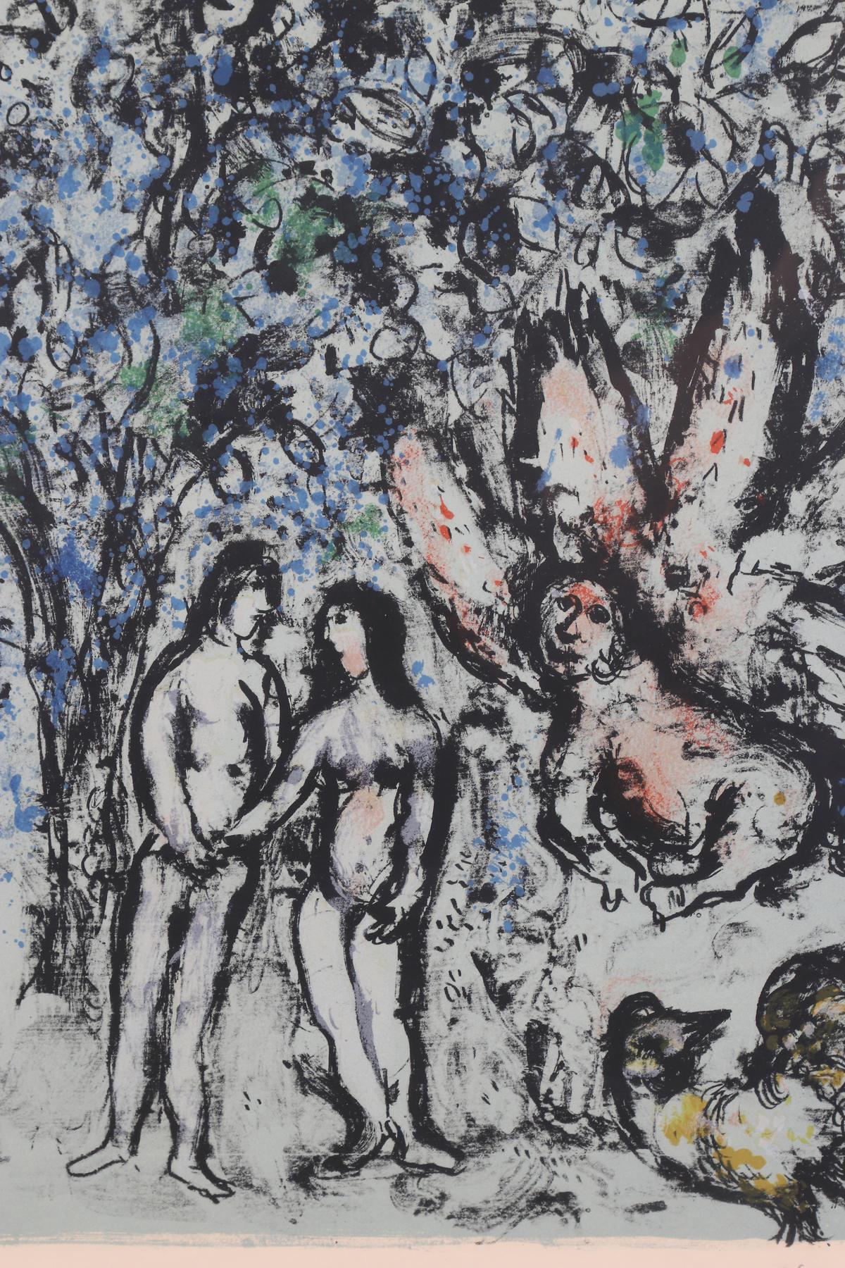 Marc Chagall ( 1887 - 1985 ) - LE PARADIS BLEU handsignierte Lithographie auf Arches  5