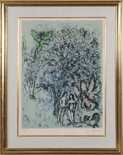 Marc Chagall ( 1887 - 1985 ) - LE PARADIS BLEU handsignierte Lithographie auf Arches 