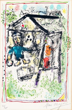 Marc Chagall (1887–1985) - Le Peintre devant le Village I - Color lithograph