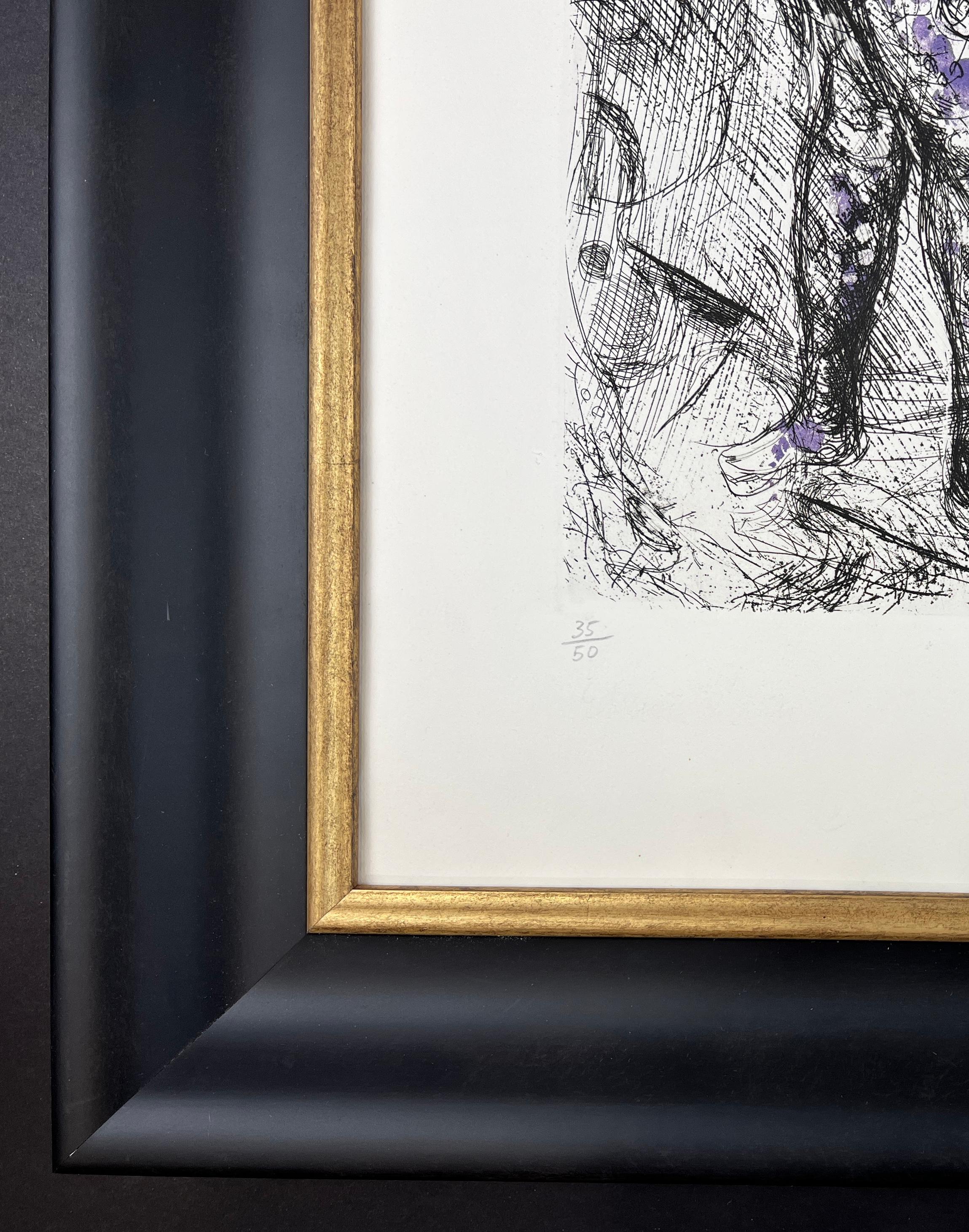 Marc Chagall ( 1887 - 1985 ) - Le Pierrot - grabado en color firmado a mano - 1968 9