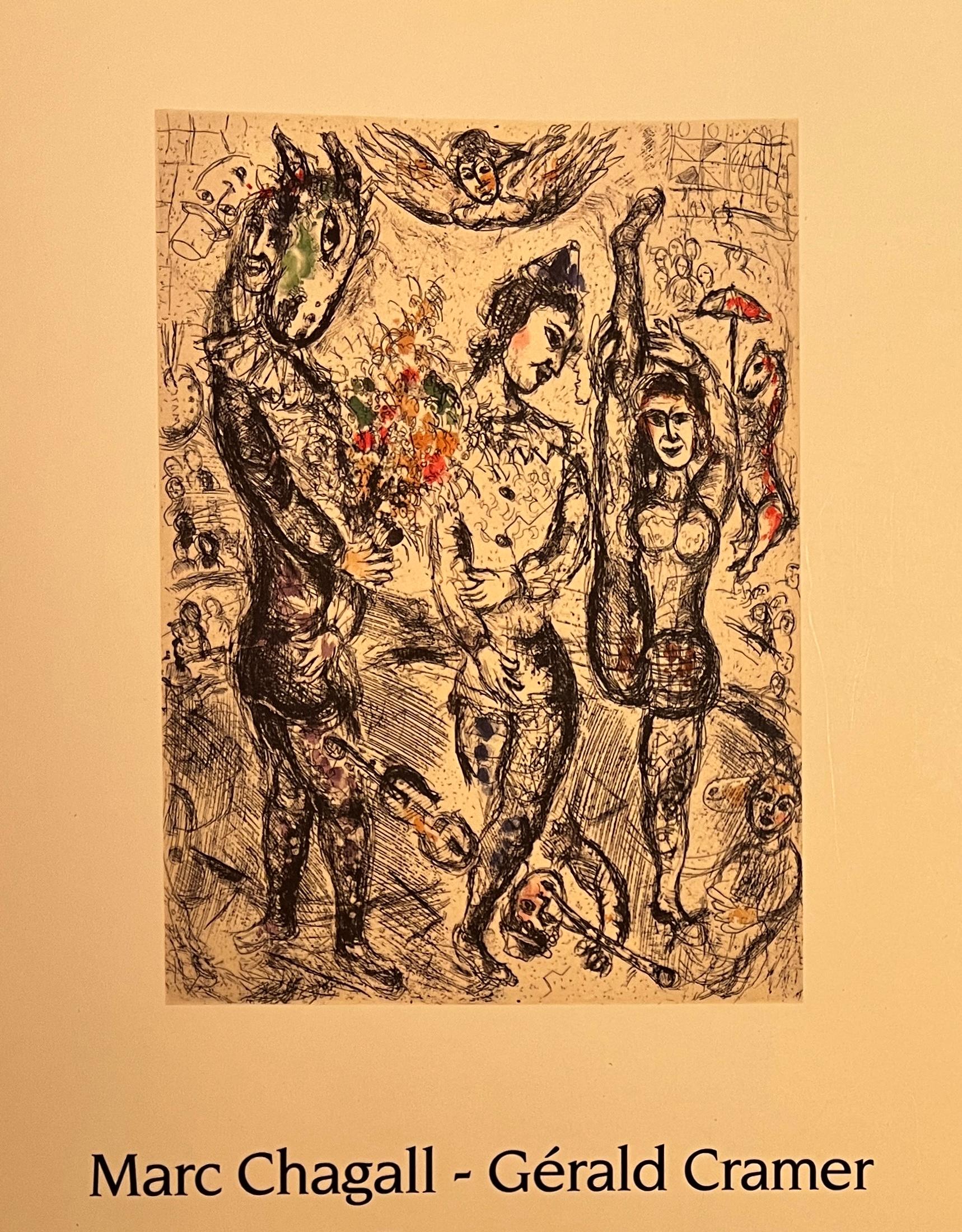 Marc Chagall ( 1887 - 1985 ) - Le Pierrot - grabado en color firmado a mano - 1968 15