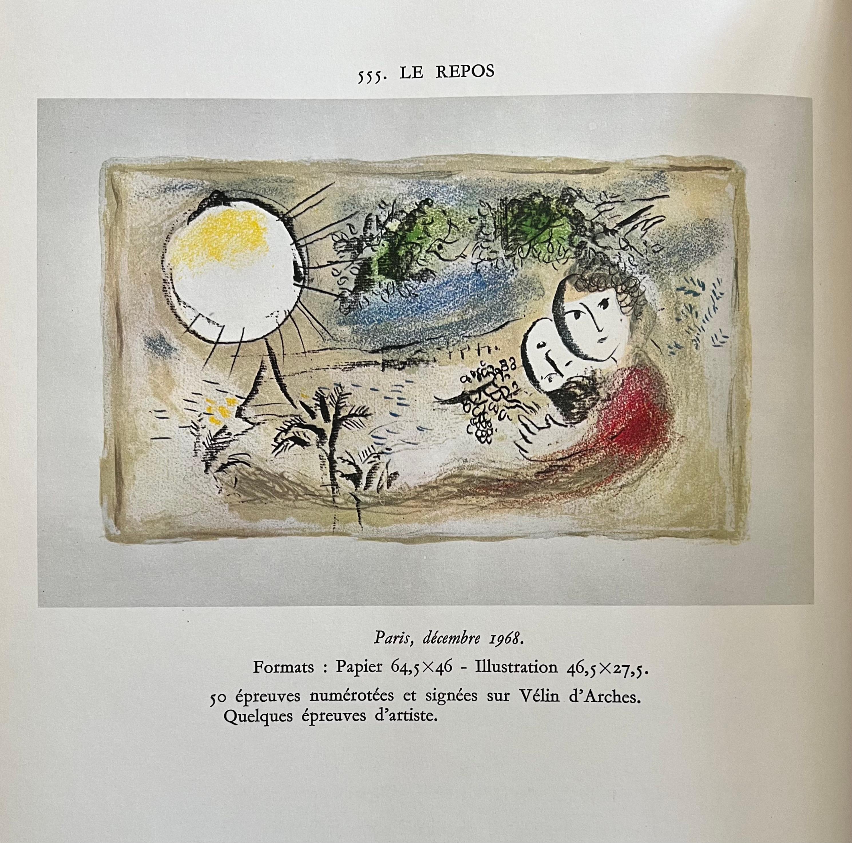 Marc Chagall ( 1887 – 1985 ) – LE REPOS – hand-signed Lithograph on Arches paper 4