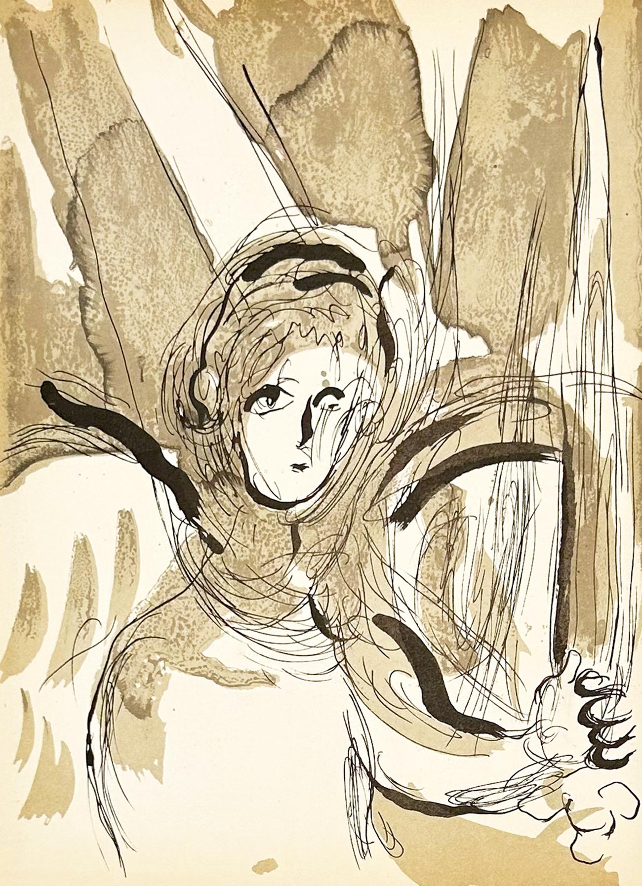 Artist: Marc Chagall
Medium: Lithograph
Title: Angel With Sword
Year: 1956
Portfolio: The Bible Lithographs 1956
Edition: 6500
Signed: No
Reference: Cramer 25, Mourlot 119
Framed Size: 22 1/2 x 19 inches
Image Size: 10 3/8 x 14 inches
Sheet Size: 10