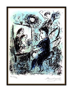 Marc Chagall Authentic Color Lithograph Modern Portrait Signed Angel Artwork