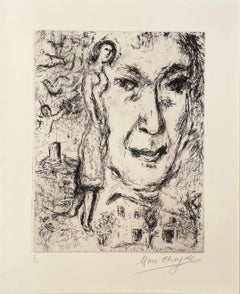 Marc Chagall, "Autoportrait," original etching, hand signed