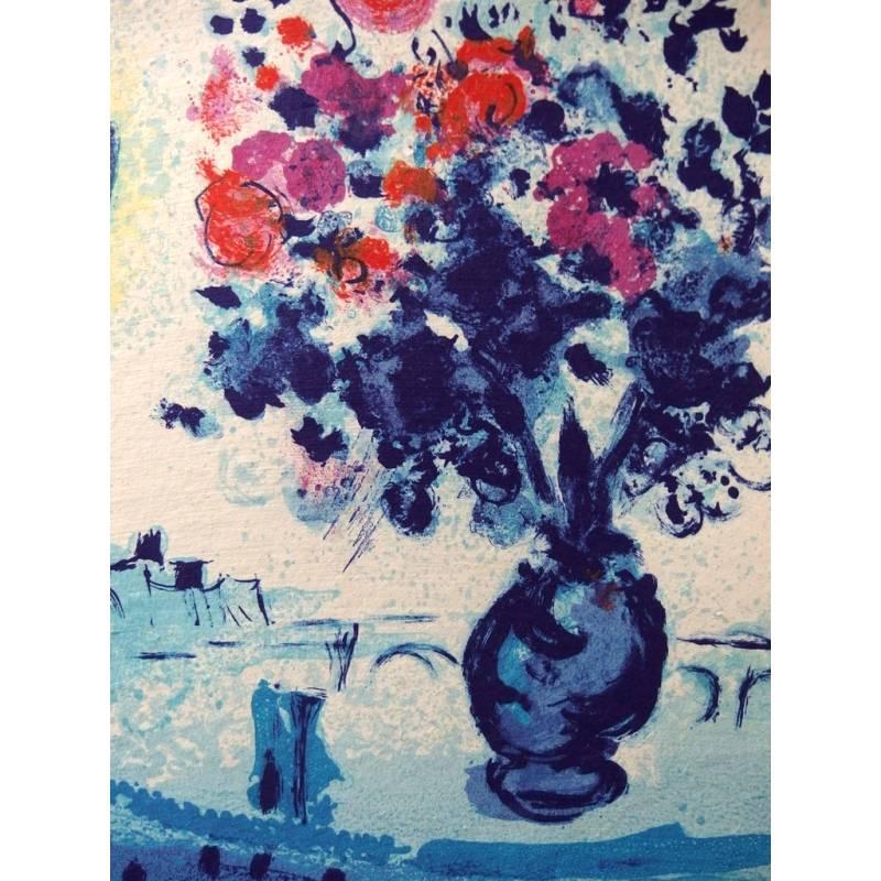 Marc Chagall - Bateau Mouche au bouquet - Lithographie originale en vente 2
