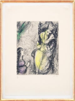 Retro Marc Chagall - Bath-Sheba at the Feet of David - Original Handsigned Etching