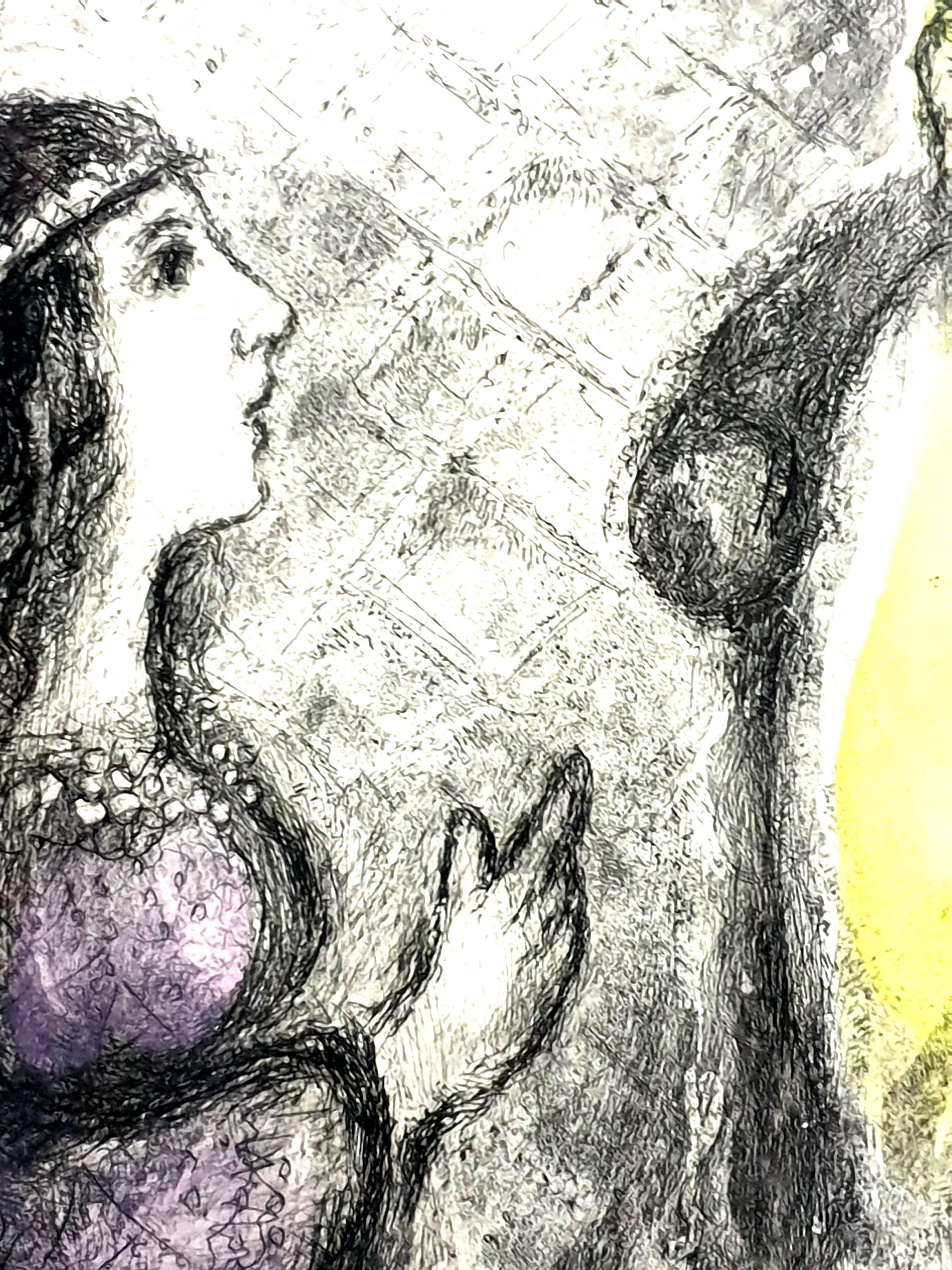 Marc Chagall - « Bath-Sheba at the Feet of David » (Beau-Sheba aux pieds de David), gravure originale signée à la main en vente 6