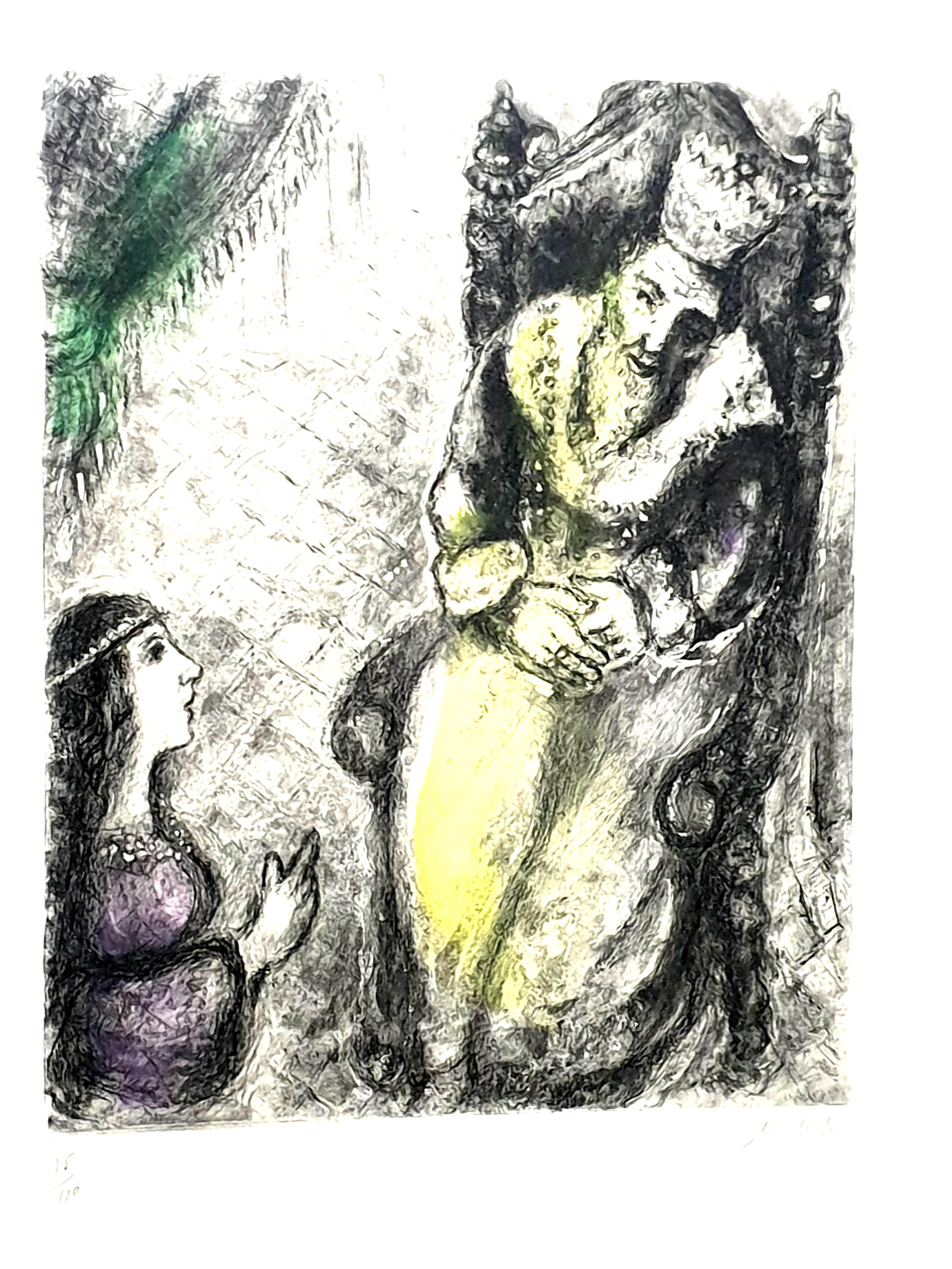 Marc Chagall - « Bath-Sheba at the Feet of David » (Beau-Sheba aux pieds de David), gravure originale signée à la main en vente 1