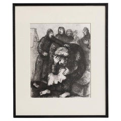 Marc Chagall, Serie biblica, 1956, eliogravura in bianco e nero incorniciata