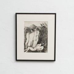 Marc Chagall, Serie biblica, 1956, eliogravura in bianco e nero incorniciata
