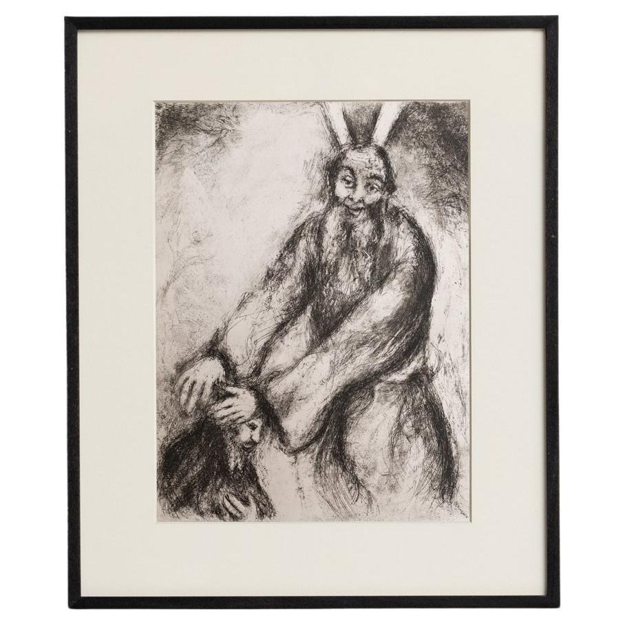 Marc Chagall, Biblical Series, 1956, Framed Black and White Heliogravure