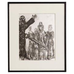 Marc Chagall, Serie biblica, 1956, eliogravura in bianco e nero incorniciata