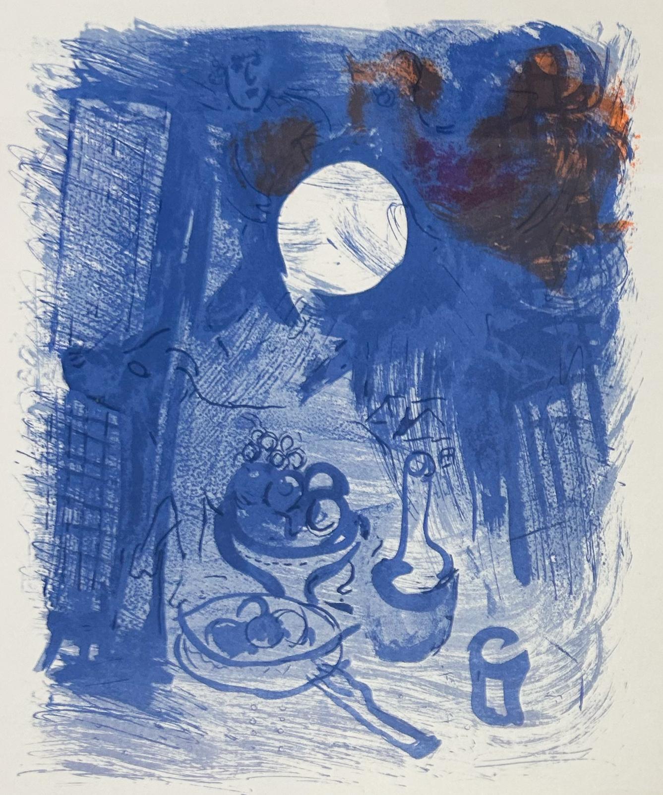 Marc Chagall Blue Still Life Lithograph, Abstract, 1957