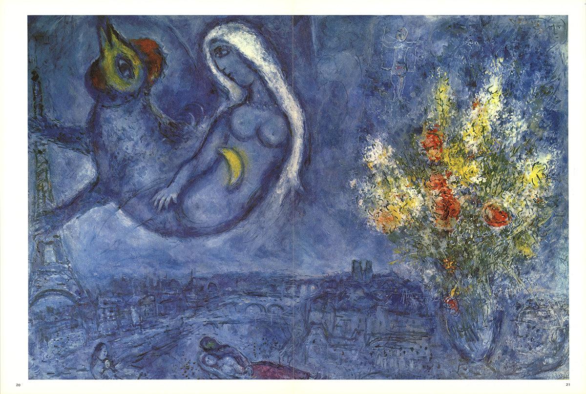 Marc Chagall 'Blumenstrauß über Paris' 1969- Plakat