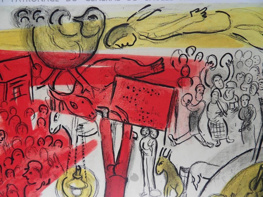 Marc CHAGALL : Circus, Revolution - Affiche d'exposition lithographique - Mourlot - Surréalisme Print par Marc Chagall