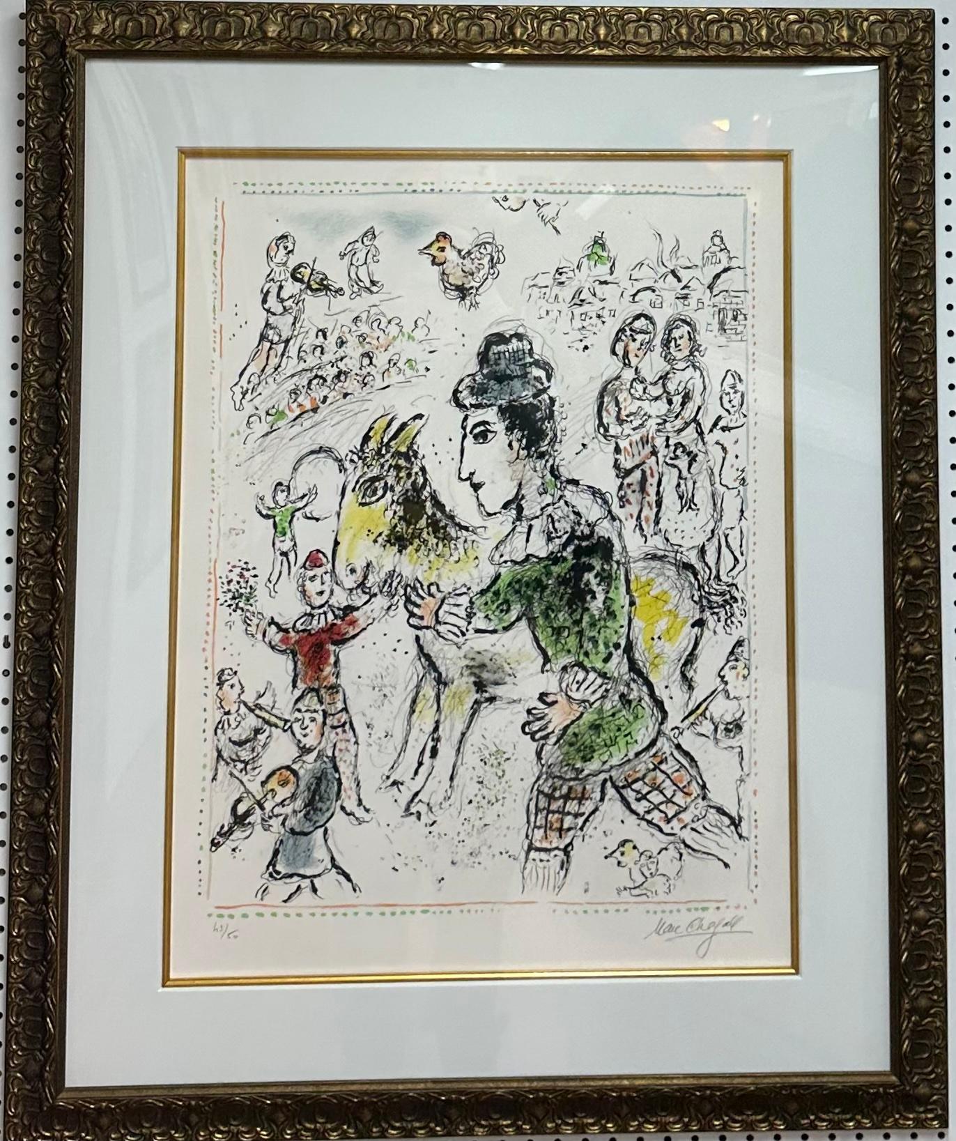 Marc Chagall, Clown avec Chèvre Jaune, lithograph, hand signed For Sale 1