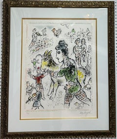Marc Chagall, Clown avec Chèvre Jaune, Lithographie, handsigniert