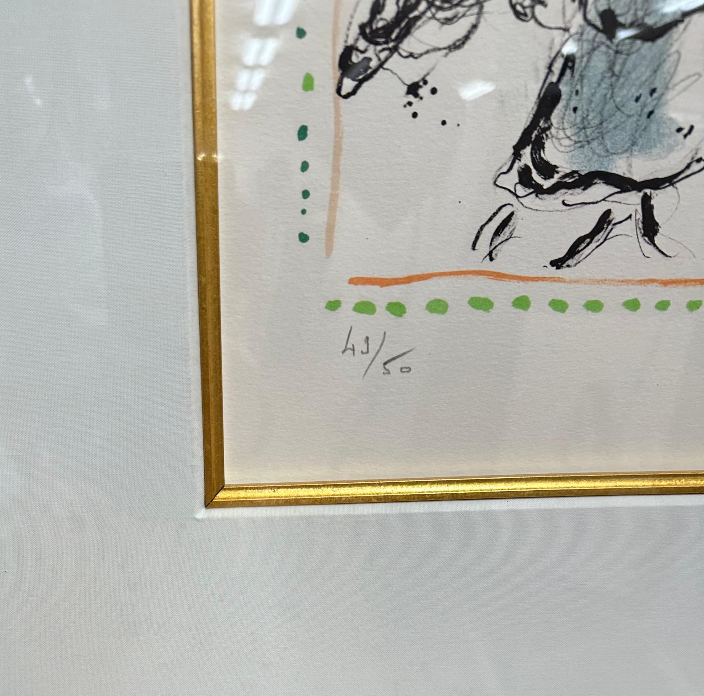 Marc Chagall, Clown avec Chèvre Jaune, lithograph, hand signed For Sale 3