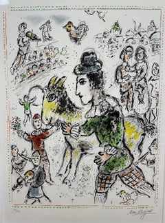 Marc Chagall, Clown avec Chèvre Jaune, lithograph, hand signed