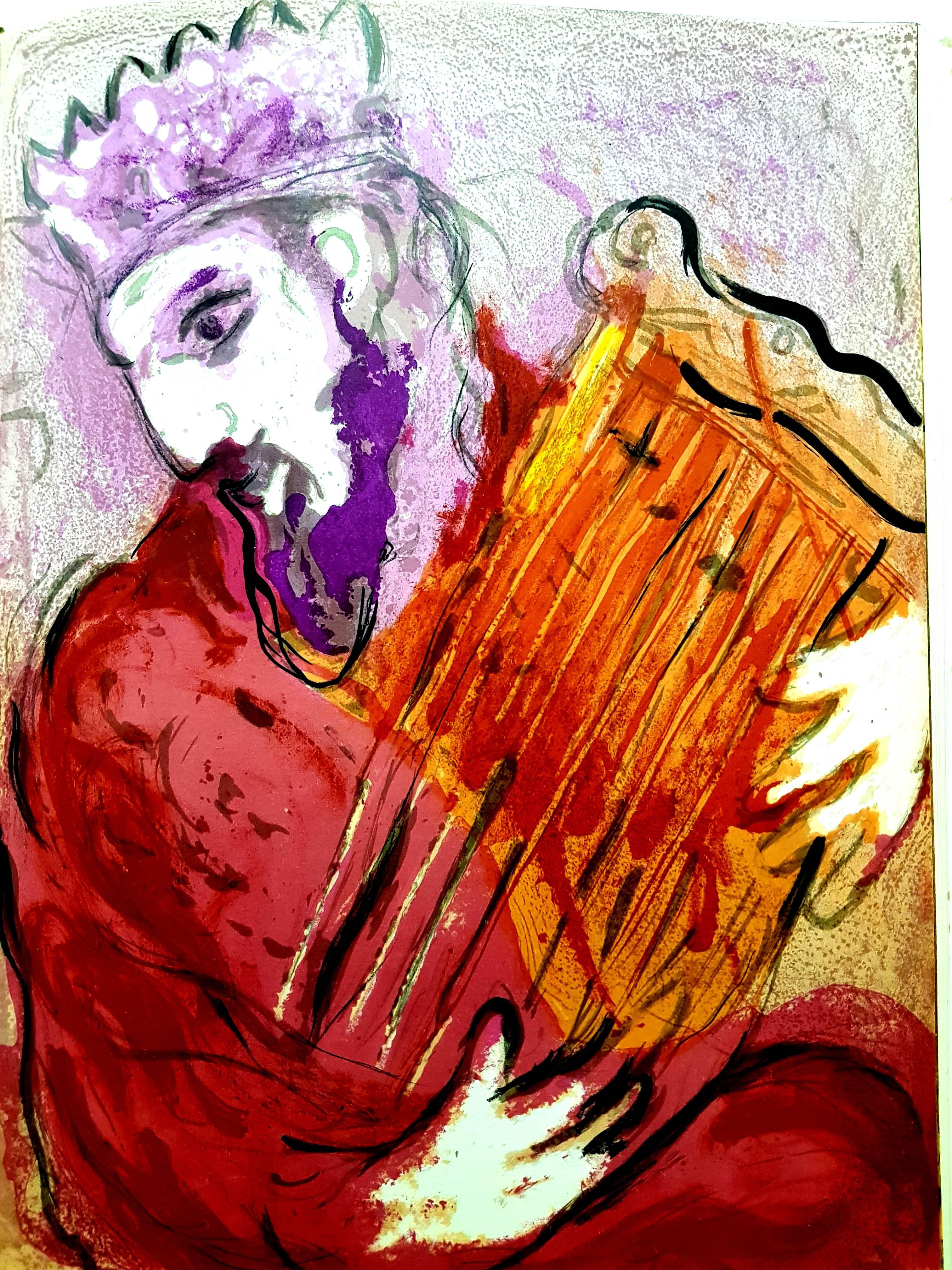 Marc Chagall - Roi de la Bible coloré - Lithographie originale en vente 1