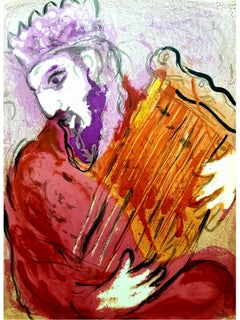 Marc Chagall - Colorful Bible King - Original Lithograph