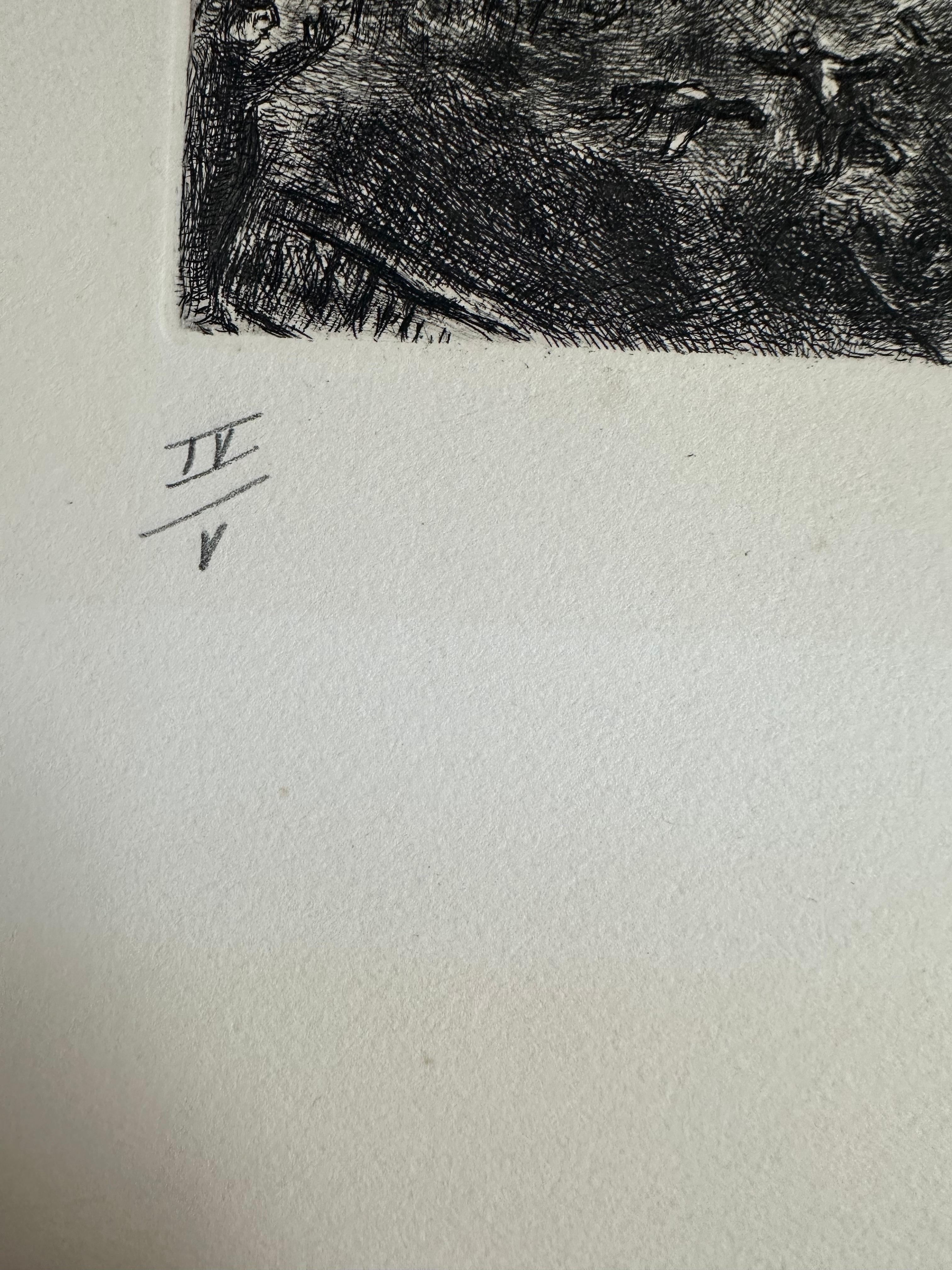 Marc Chagall, Dunkelheit über Ägypten, Radierung; handkoloriert im Angebot 3
