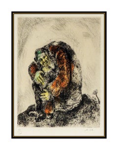 Marc Chagall Elijah Mount Carmel Original Hand Colored Etching Signed Artwork