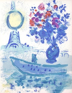 Marc Chagall, Barco de excursión con ramo, de Vistas de París, 1963