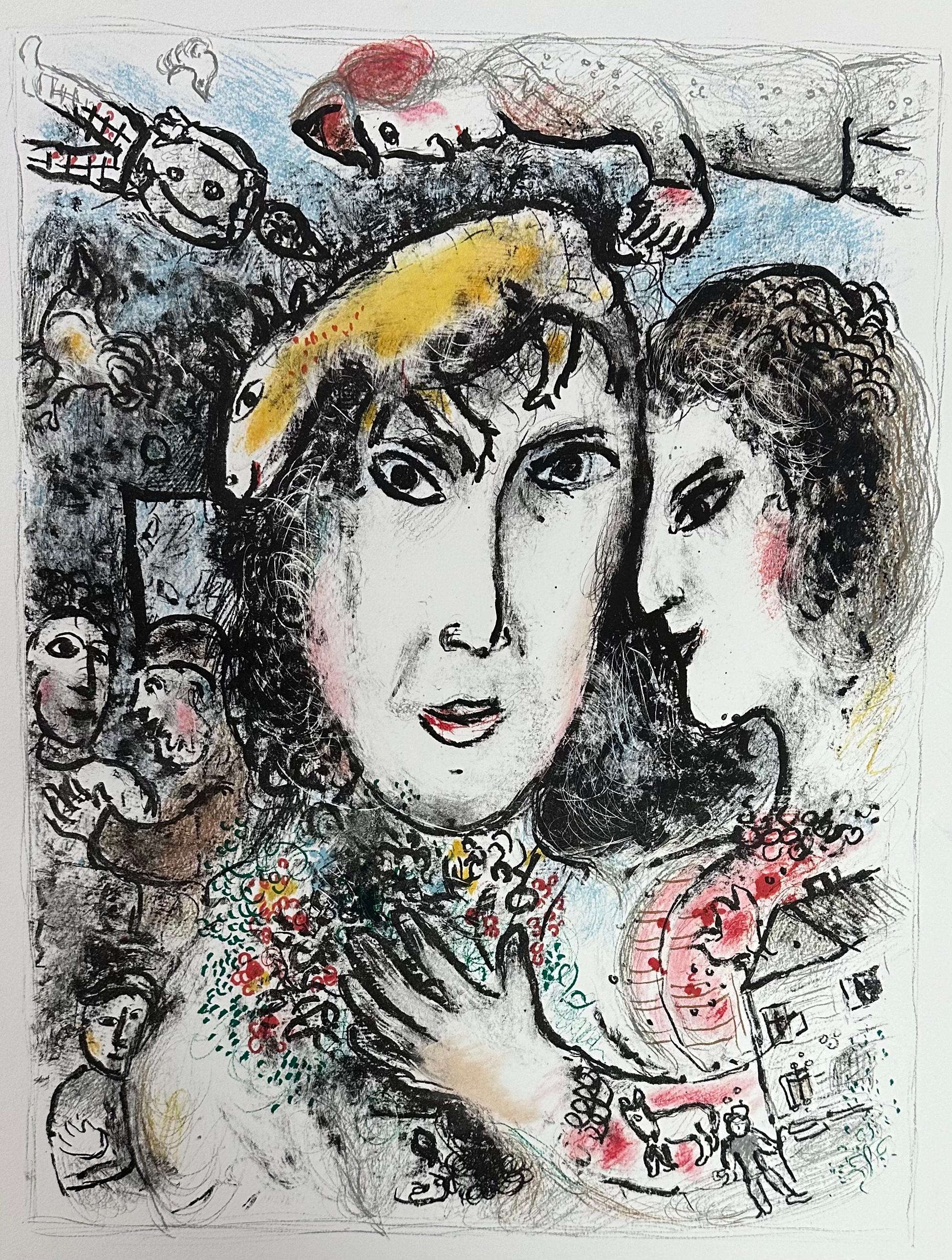 Marc Chagall,  "Famille du Peintre", lithographie originale, signée à la main au crayon