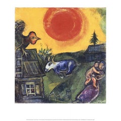 Marc Chagall 'Farm and Red Sun' 2008- Offset Lithograph