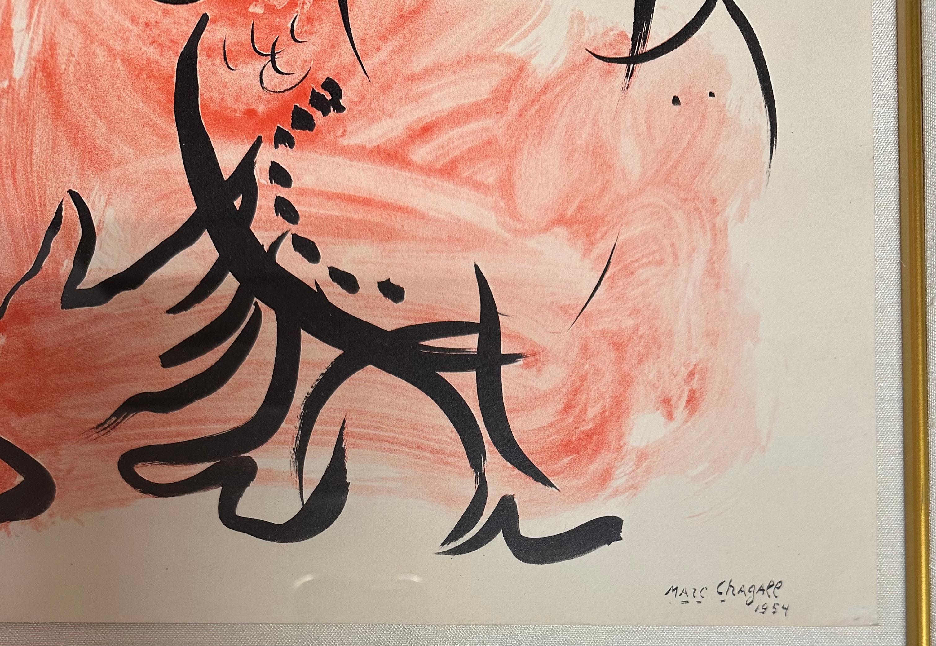 Marc Chagall, Femme à l'oiseau, lithographie, 1959 en vente 3