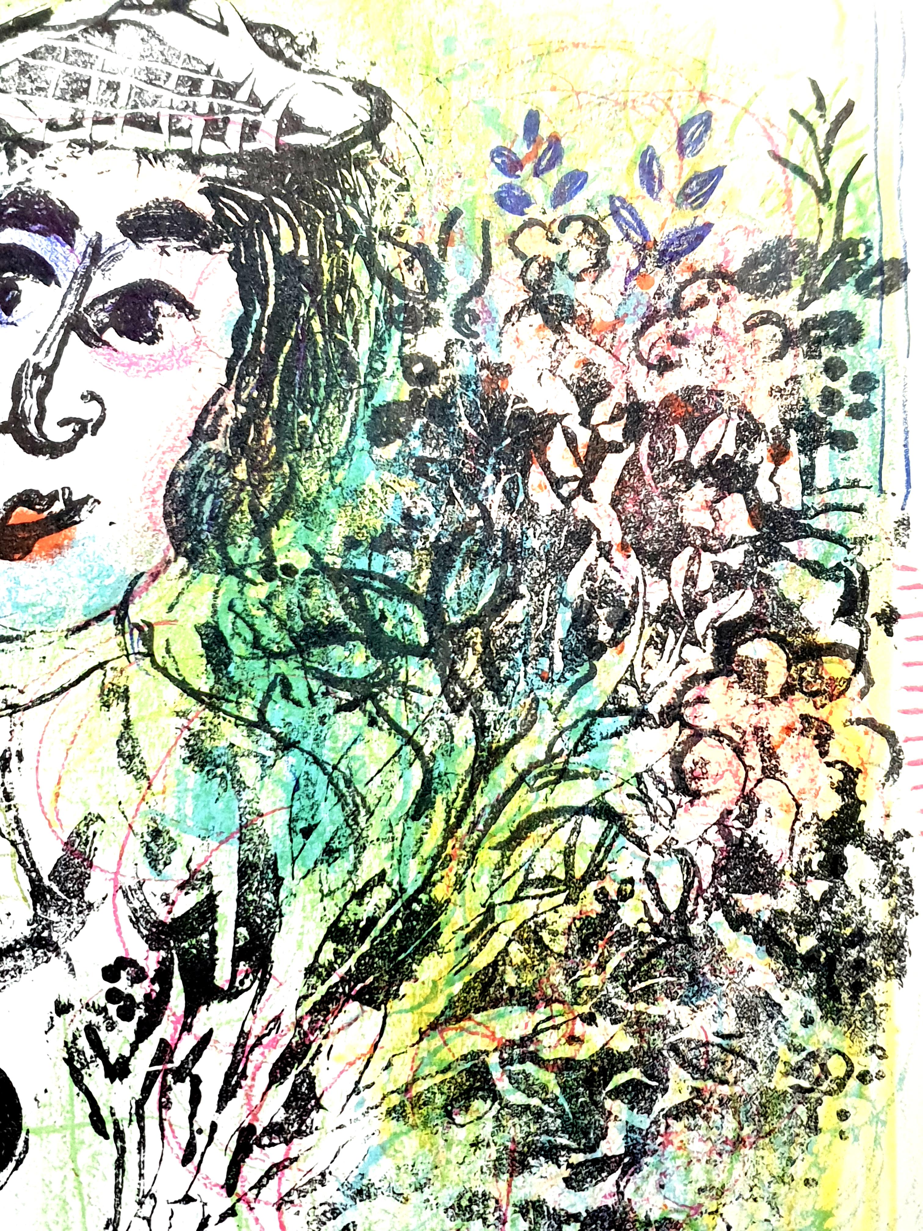 Marc Chagall – geblümtes Clown – Originallithographie im Angebot 3