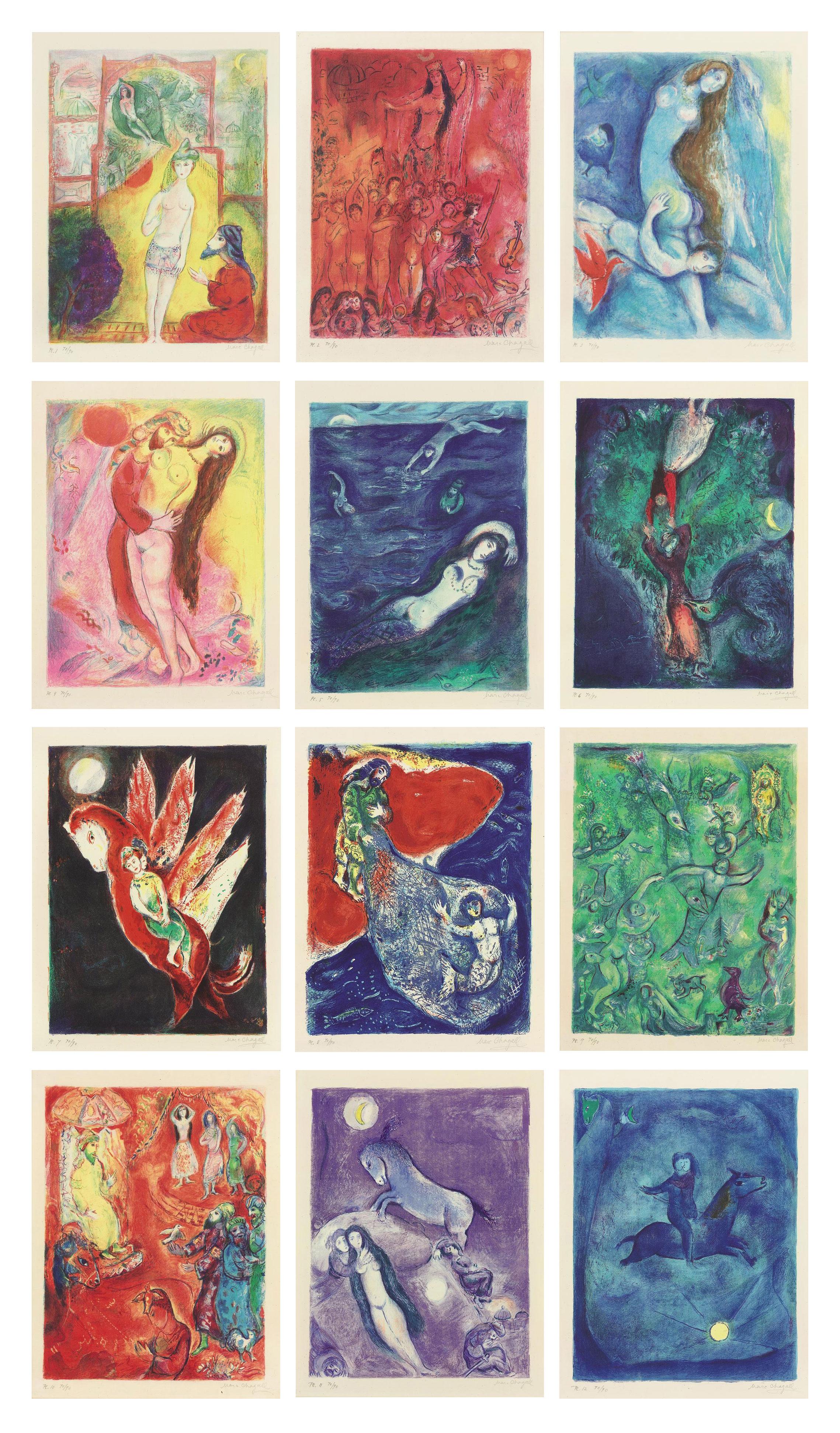 Marc Chagall - Quatre Contes des Mille et une nuits - ENSEMBLE COMPLET (12)