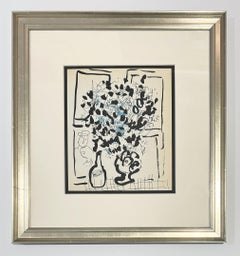 Marc Chagall Framed Lithograph, 1957, Black and Blue Bouquet