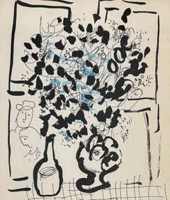 Marc Chagall Framed Lithograph, 1957, Black and Blue Bouquet