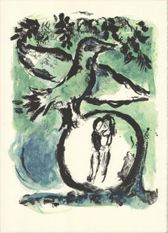 Marc Chagall „Green Bird Lithograph on Arches“ – Lithographie mit grünem Vogel