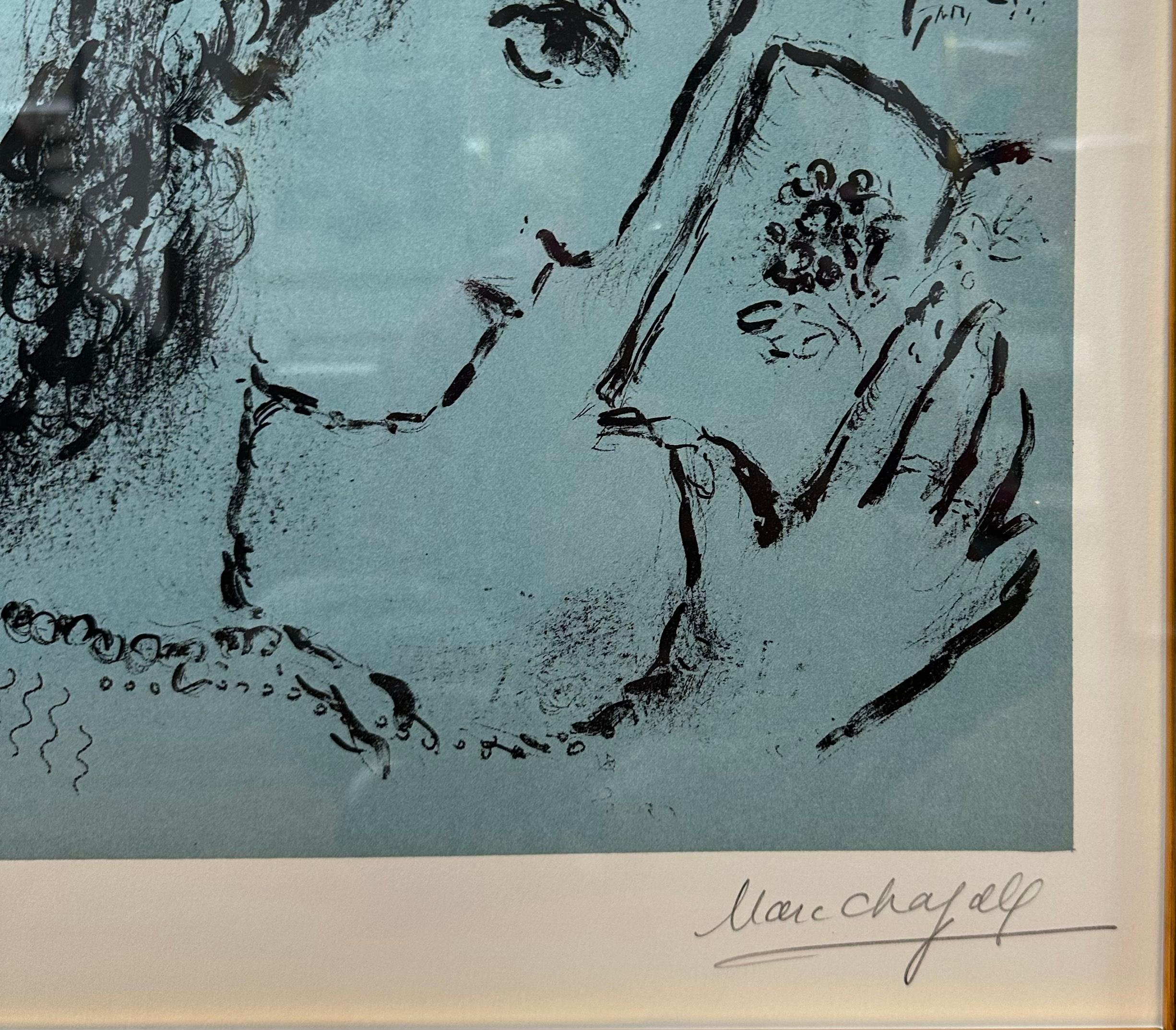 Marc Chagall, Hommage à Elsa Triolet, rare hand signed lithograph For Sale 3