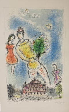 Marc Chagall:: « In the Sky of the Opera »:: lithographie originale de Marc Chagall
