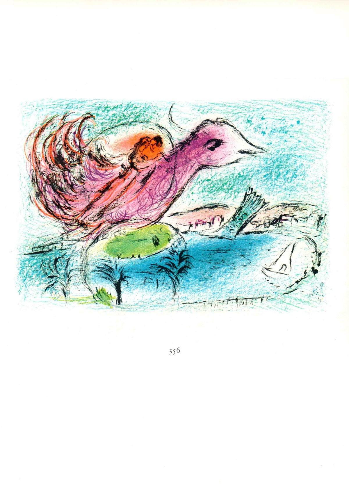 Esta litografía original de Marc Chagall es una pieza "sobre la edición" de Chagall Lithographe II (1957-1962), publicada por André Sauret en París en 1963. La imagen data de 1962 y fue impresa por el famoso Atelier Mourlot, con un texto en francés