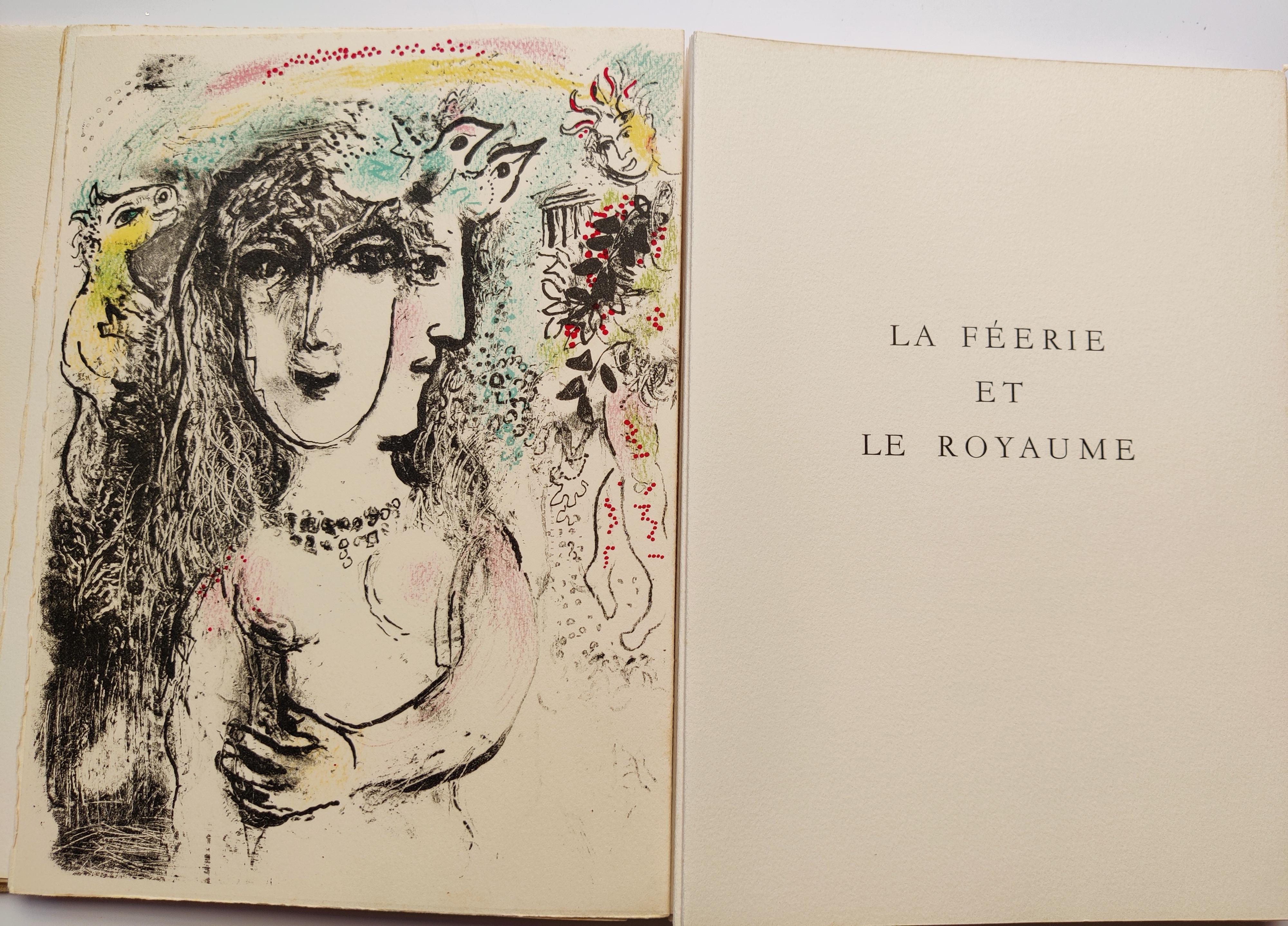 MARC CHAGALL
Camille Bourniquel, La Féerie et le Royaume, Fernand Mourlot, Paris, 1972 (M. 668-677; C. books 88)
The complete set of ten lithographs in colors, 1972
Hors-texte, title page, text in French and justification, on Arches
Signed in pencil