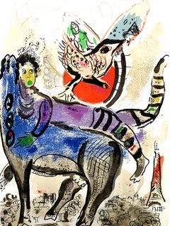 Marc Chagall - La Vache Bleue (Blue Cow) - Original Lithograph