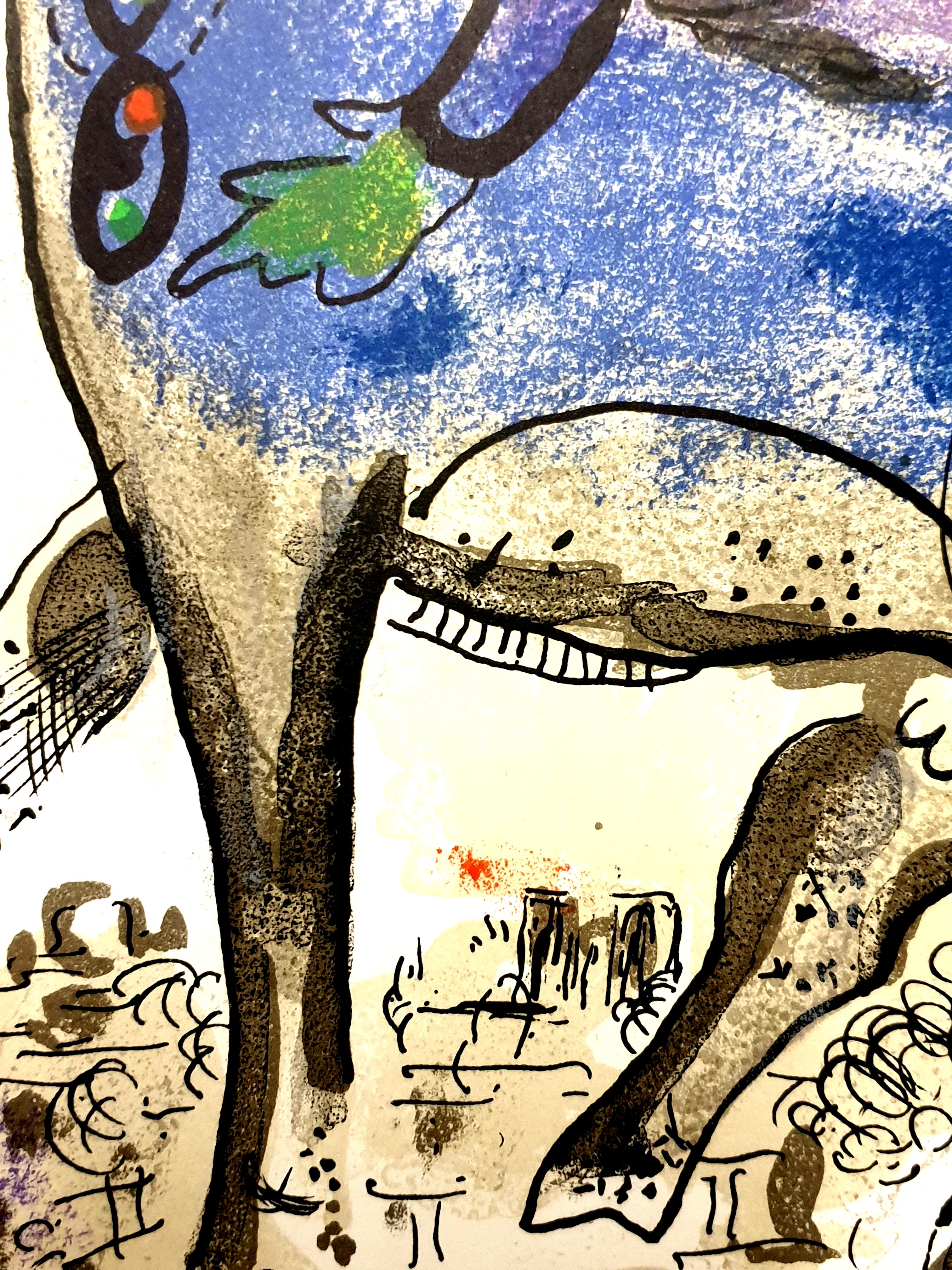 Marc Chagall - La Vache Bleue (Blue Cow) - Original Lithograph For Sale 2
