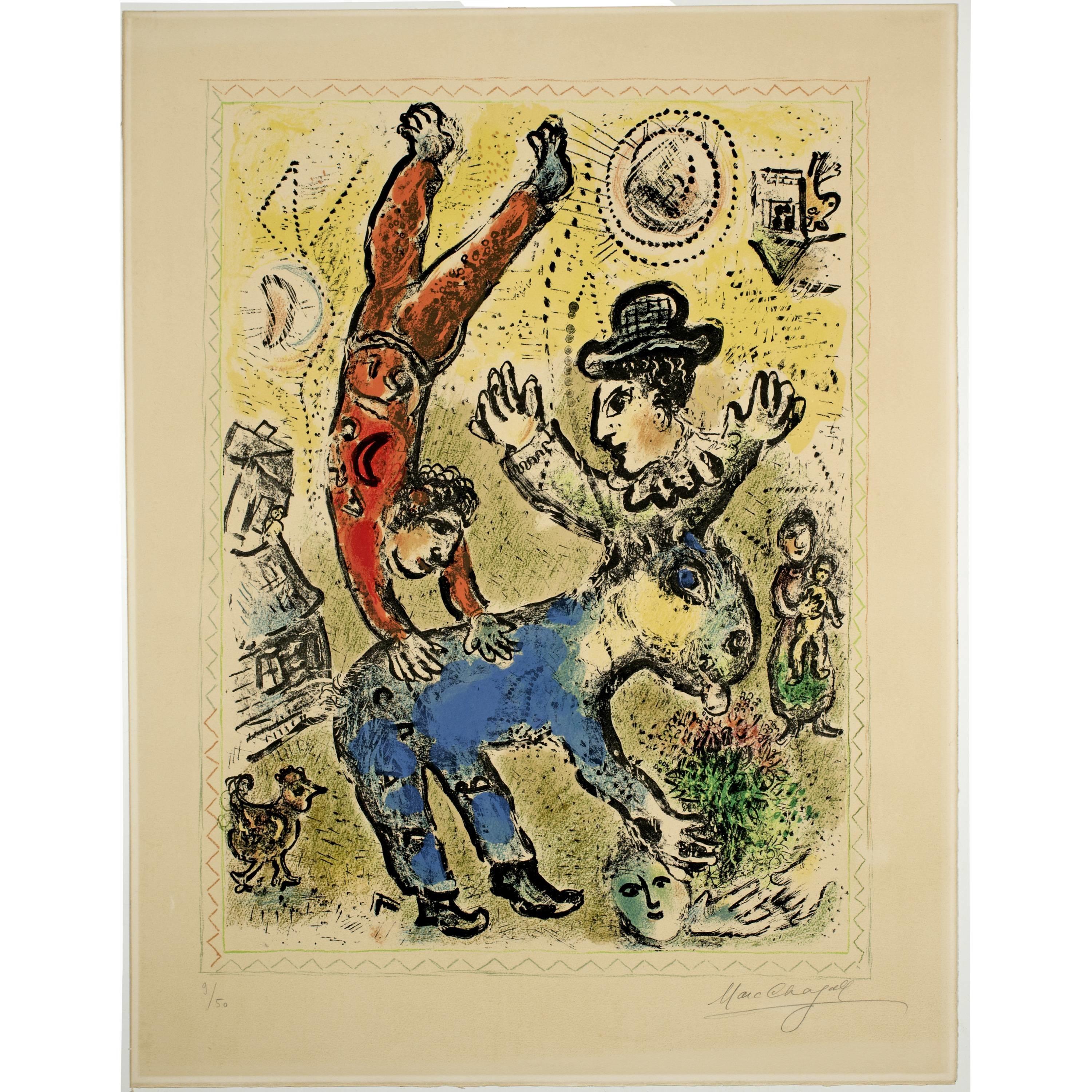  MARC CHAGALL 1887 - 1985 
L'acrobate rouge
1974
Colour lithograph
69x51.5 cm, image; 83x64 cm, sheet size
Signed by the artist in pencil lower right 